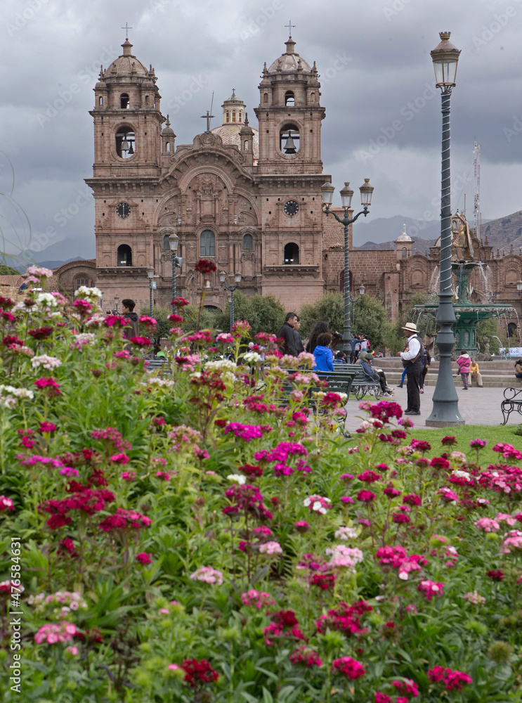 Flowers from Peru. Cusco. Plaza major.