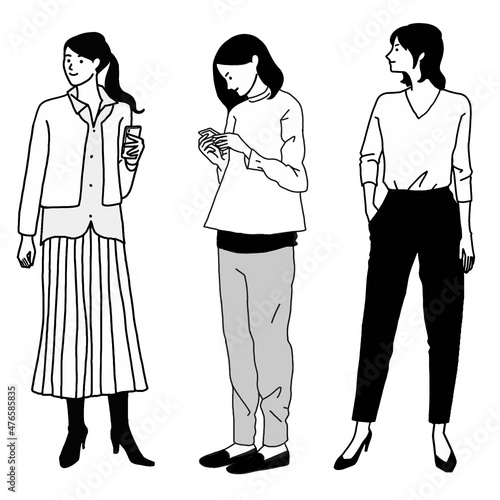 女性のポーズベクターセット