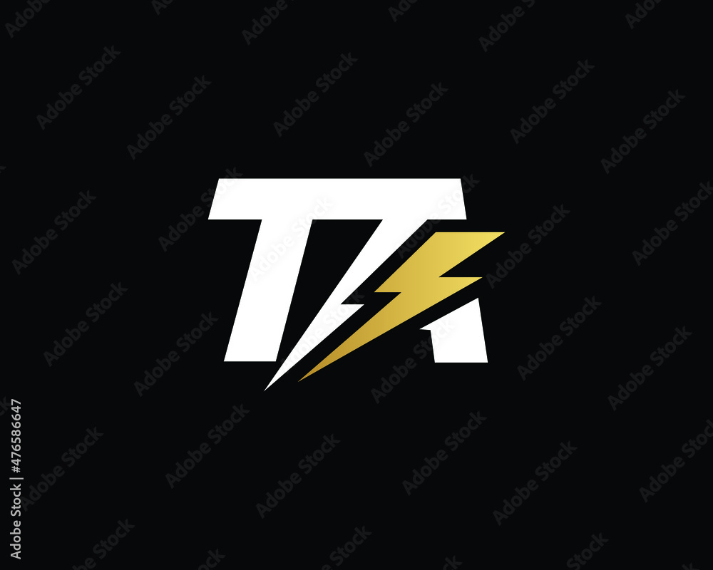 Creative Minimal TA Logo Design | Letter TA Logo with Lightning Icon | Electric TA Logo Design Creative Minimal TA Logo Design | Letter TA Logo with Lightning Icon | Electric TA Logo Design