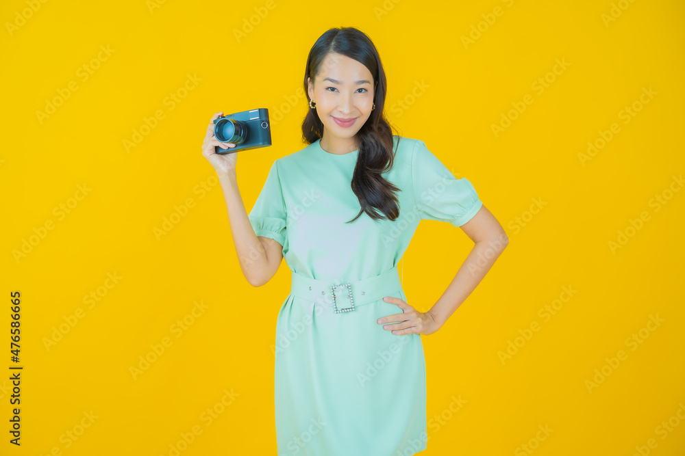 Portrait beautiful young asian woman use camera Portrait beautiful young asian woman use camera