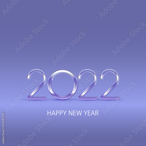 Minimal Christmas very peri background with decorative golden numbers 2022 and greeting. Vector illustrations for greeting cards, invitation, calendar, post or banner . Vector illustration