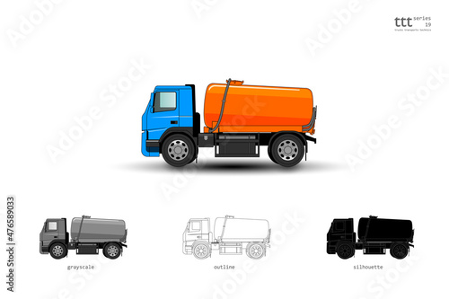 Insulated colored truck. A vacuum truck for pneumatically suck liquids, sludges, slurries and transport of liquid material.