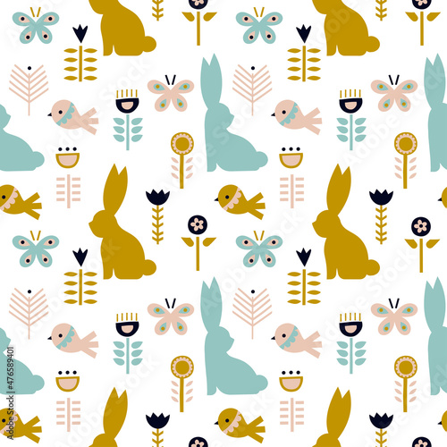 The pattern is cute with rabbits and flowers