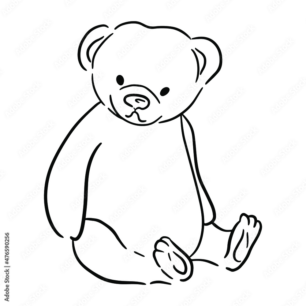 Vector illustration of a cute teddy bear on a white background. Black