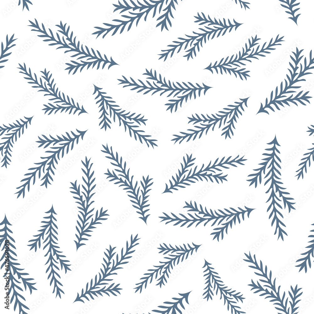 Christmas seamless pattern with isolated painted branches on white background. Cute vector illustration for paper, textile, fabric, prints, wrapping, greeting cards, banners Christmas seamless pattern with isolated painted branches on white background. Cute vector illustration for paper, textile, fabric, prints, wrapping, greeting cards, banners