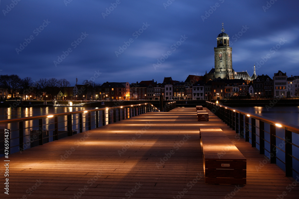 Fototapeta premium A view on the city of Deventer, The Netherlands, at dawn 