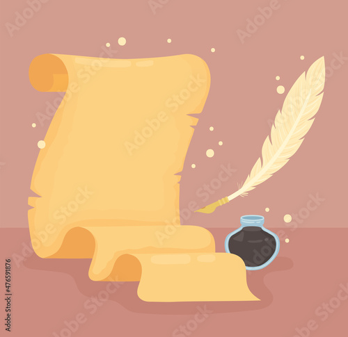 parchment paper and feather