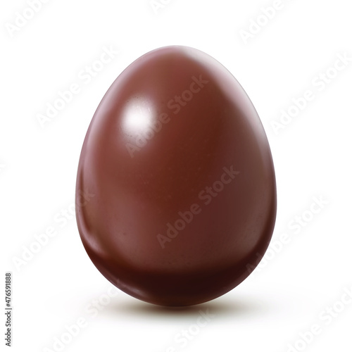 Chocolates egg. Brown easter egg with realistic texture and shadow. Isolated vector Illustration