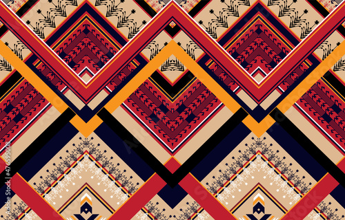 Geometric ethnic oriental seamless pattern traditional 
Design for background,carpet,wallpaper,clothing,wrapping,Batik,
fabric,Vector illustration.embroidery style.
