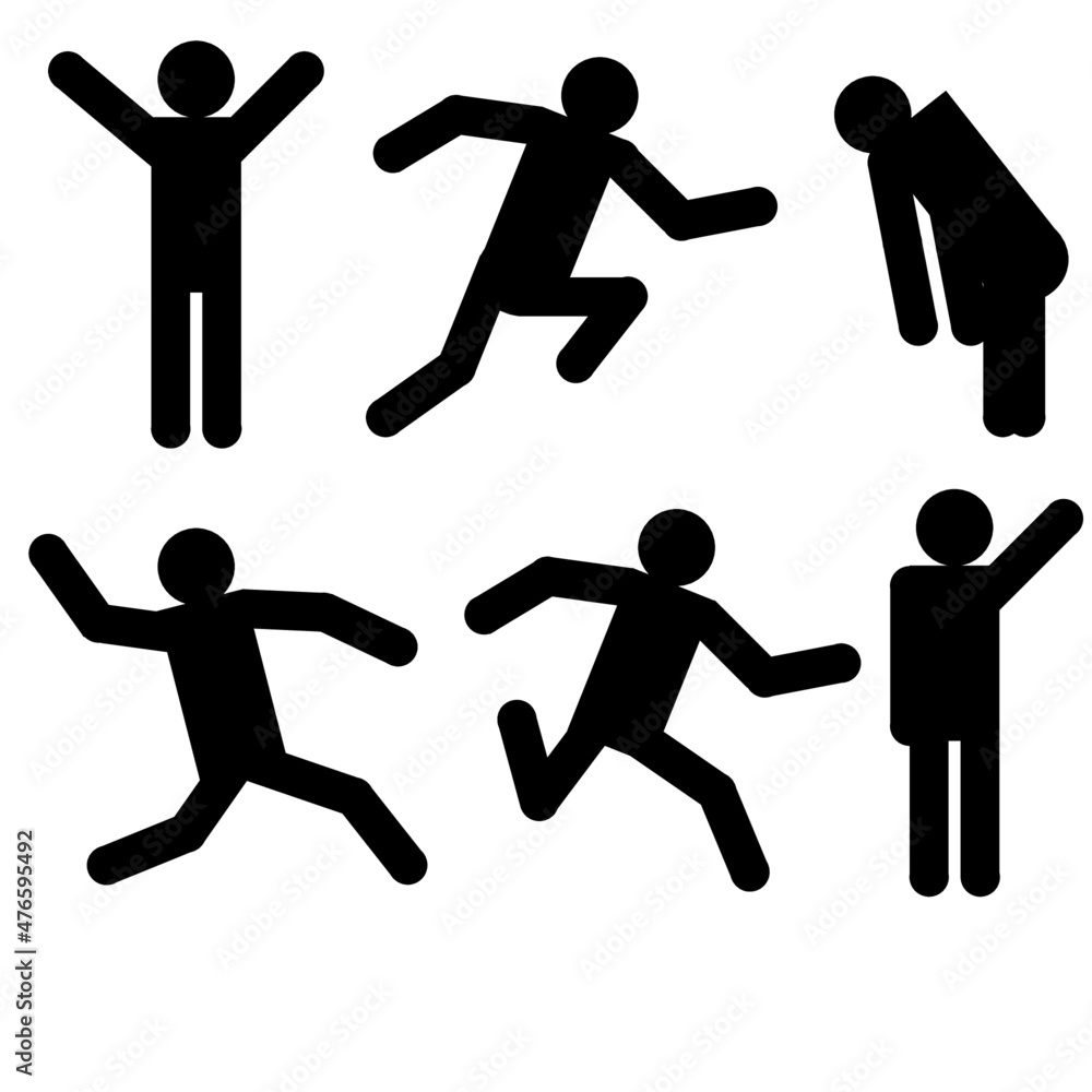 様々な動きをしている人型シルエット