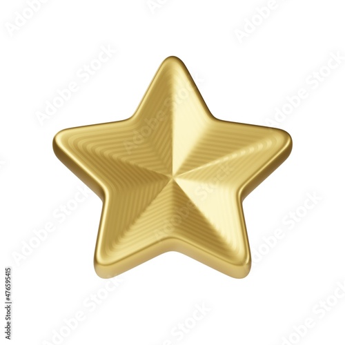 Gold Star 3D Icon. 3D illustration.