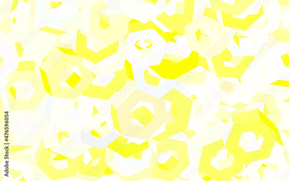 Fototapeta premium Light Yellow vector backdrop with hexagons.