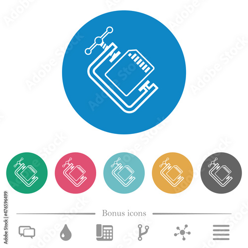 SD memory card compress outline flat round icons