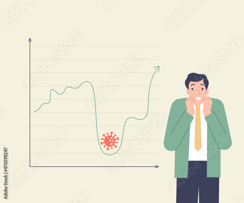 Man is in panic from the fluctuations of the financial market.