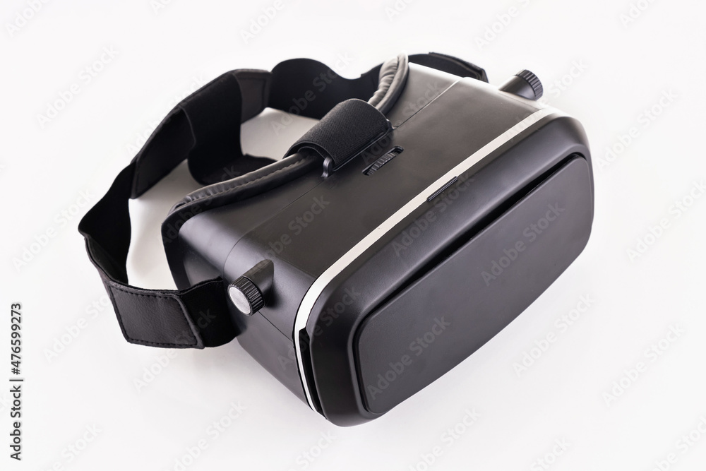 Black VR glasses mask on white background. Virtual reality headset Black VR glasses mask on white background. Virtual reality headset