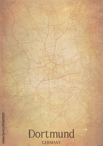 Fotografie, Obraz Vintage map of Dortmund Germany.
