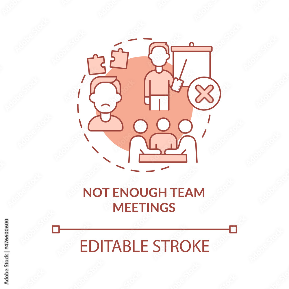 Not enough team meetings terracotta concept icon. Lack of team communication abstract idea thin line illustration. Isolated outline drawing. Editable stroke. Roboto-Medium, Myriad Pro-Bold fonts used