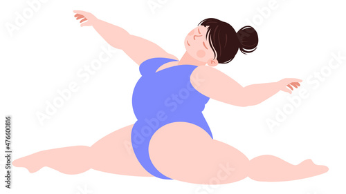 plump girl is engaged in yoga