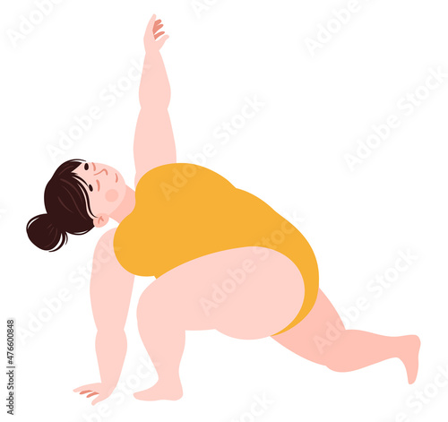 plump girl is engaged in yoga
