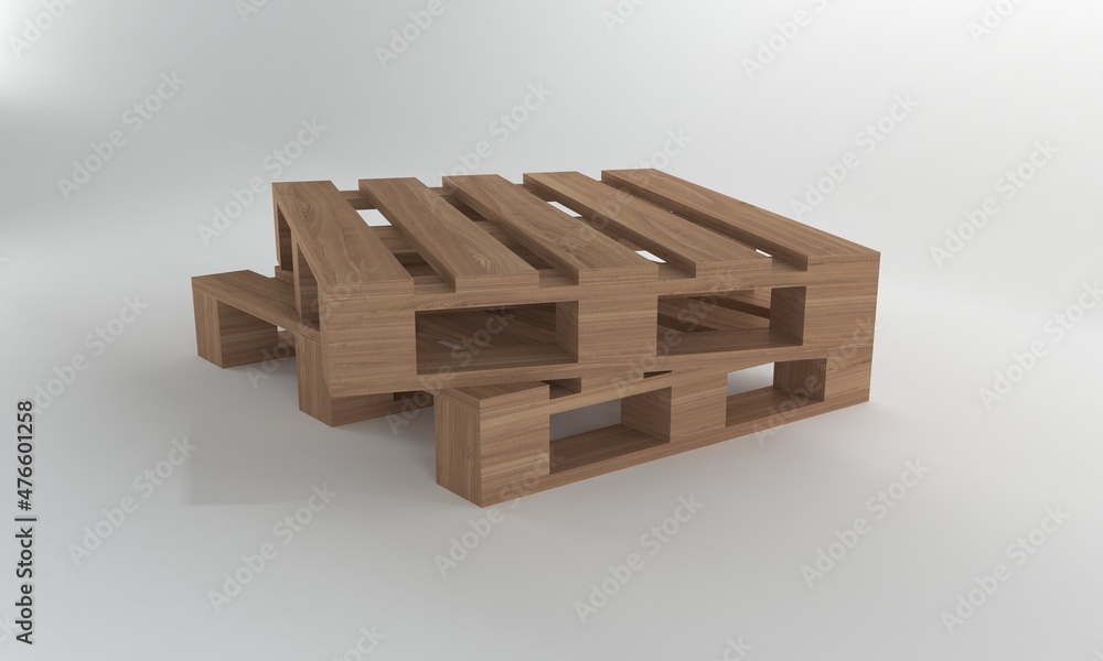 Stack Wooden pallet isolated on white Background,3D Rendering Stack Wooden pallet isolated on white Background,3D Rendering