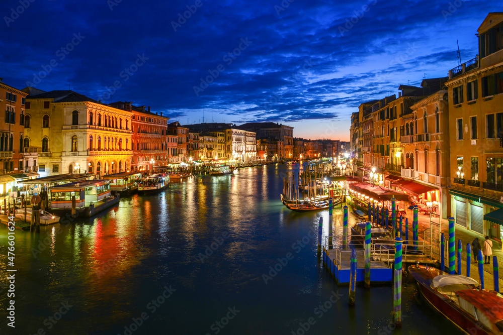 View from Rialto bridge in Venice in blue hour