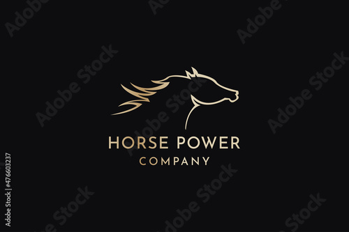 Beauty powerful Horse logo design vector illustration.