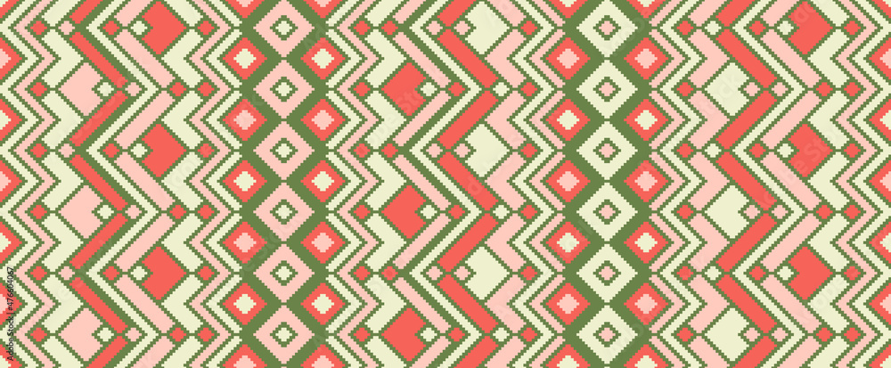 Asymmetric rhombus traditional motifs vector geometric pattern. Asymmetric rhombus traditional motifs vector geometric pattern.