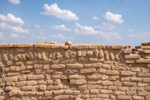 Ancient brickwork of Otrar city. Otyrar (Farab) ancient town, homeland of Al-Farabi.
