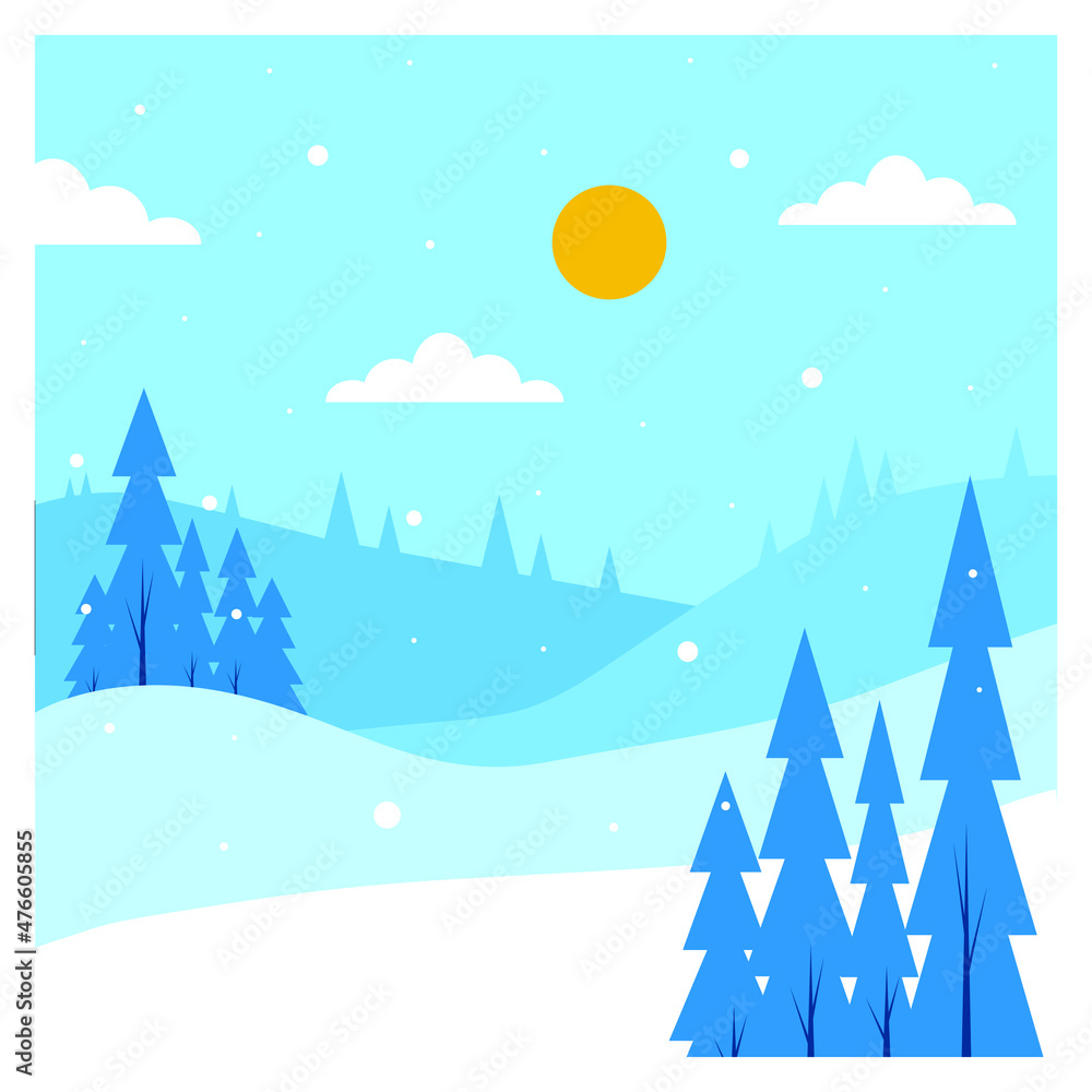 a vector drawing of snowy mountains illustration. a creative design of nature concept for a seasonal theme. an element for art print, wall art, card, etc.