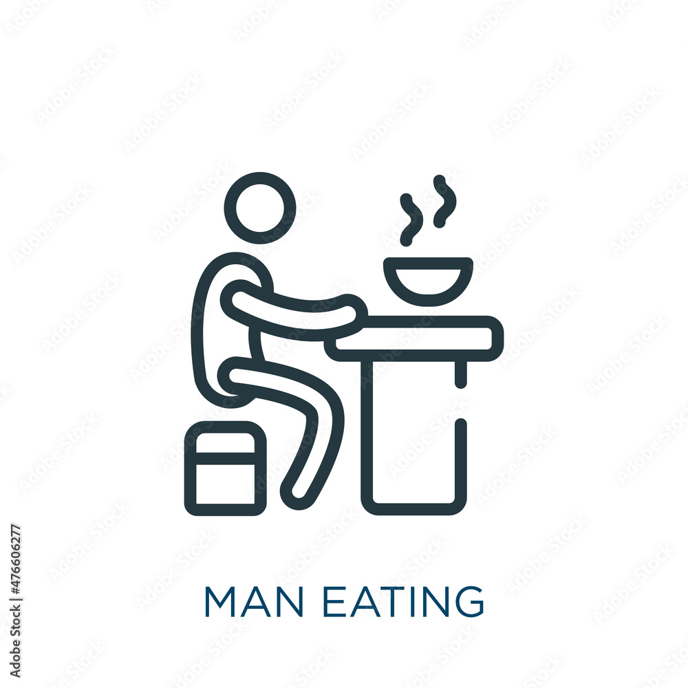 man eating thin line icon. eat, food linear icons from behavior concept ...