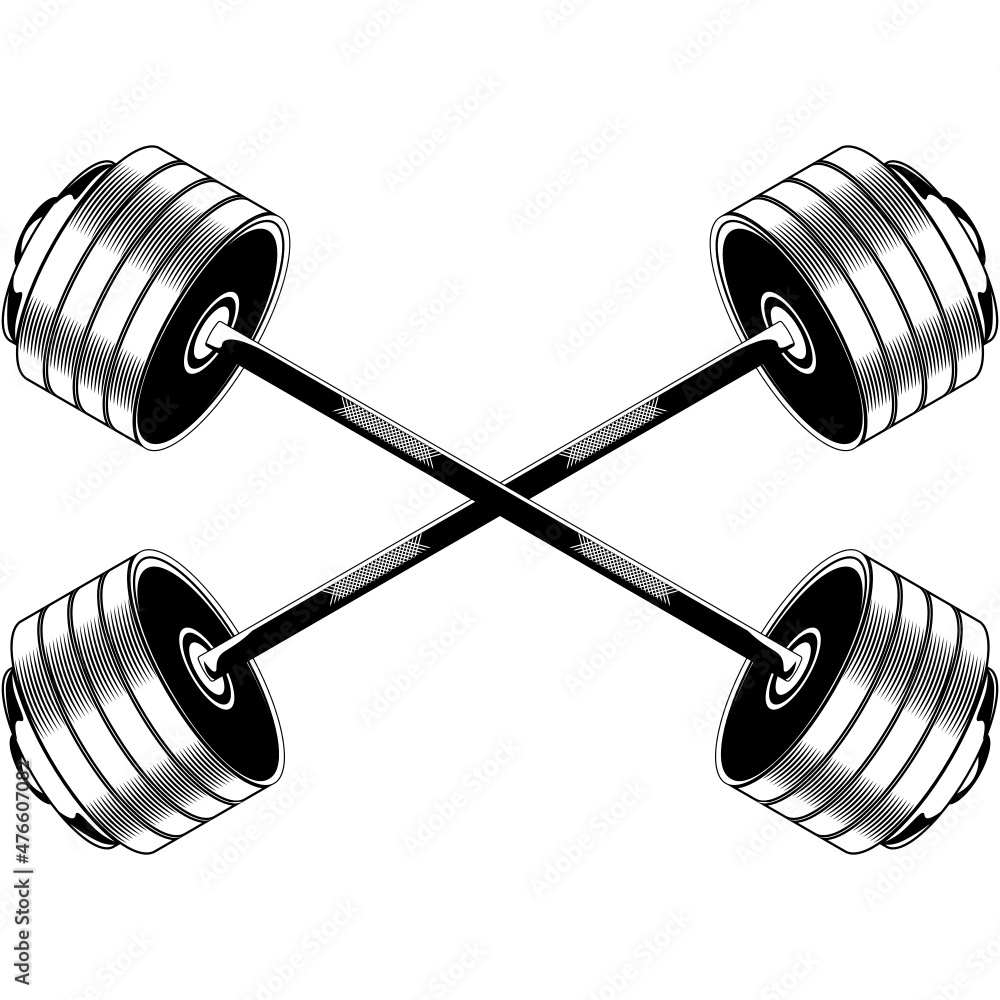 Gym logo SVG design with crossed barbells, gym sign, car decal, emblem