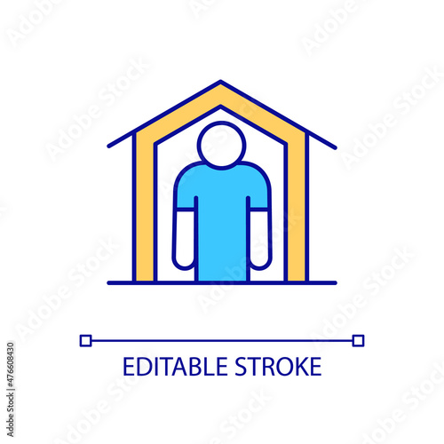 Isolation from society RGB color icon. Social withdrawal. Staying home. Anorexia psychological symptom. Isolated vector illustration. Simple filled line drawing. Editable stroke. Arial font used