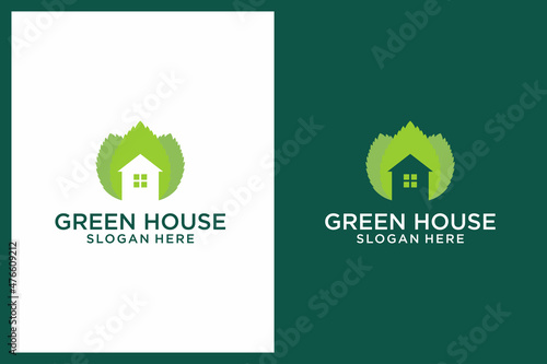 Inspiration for house building logos and plant logos, leaves. premium vector