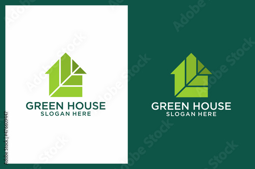 Inspiration for house building logos and plant logos, leaves. premium vector