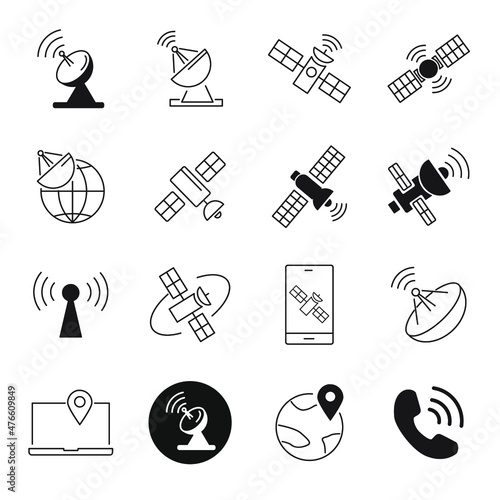 satellite icons set. satellite pack symbol vector elements for infographic web