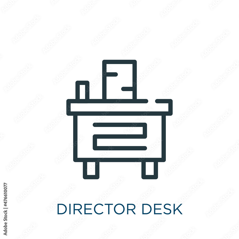 Vetor de director desk thin line icon. office, director linear icons