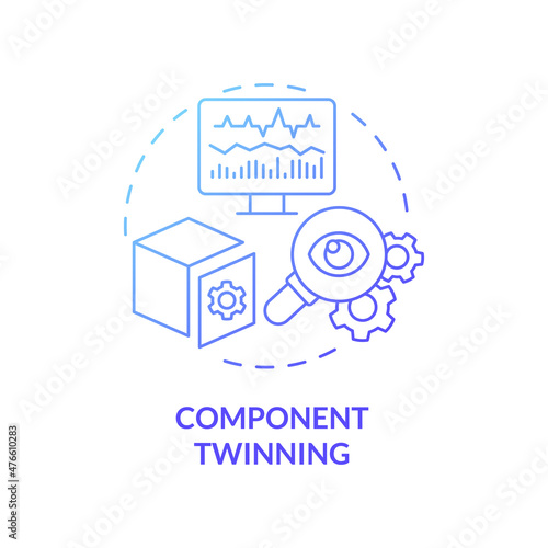 Component twinning blue gradient concept icon. Mechanical and electrical features abstract idea thin line illustration. Isolated outline drawing. Roboto-Medium, Myriad Pro-Bold fonts used
