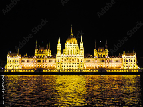 Budapest, Hungary, March 2016 - night view of the beautiful Hungarian Parliament Building