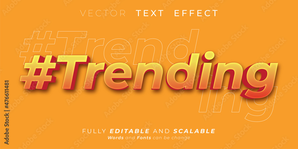 Editable text effect Trending 3d effect font style concept