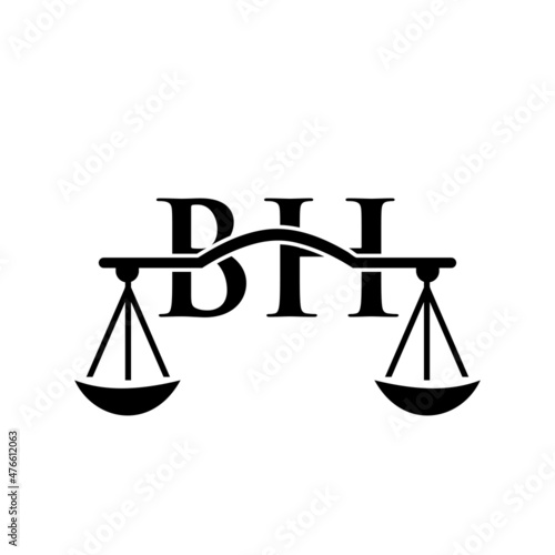 Law Firm Letter BH Logo Design. Lawyer, Justice, Law Attorney, Legal, Lawyer Service, Law Office, Scale, Law firm, Attorney Corporate Business BH Initial Letter Logo Template