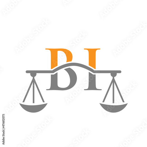 Law Firm Letter BI Logo Design. Lawyer, Justice, Law Attorney, Legal, Lawyer Service, Law Office, Scale, Law firm, Attorney Corporate Business BI Initial Letter Logo Template