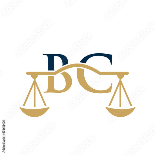 Law Firm Letter BC Logo Design. Lawyer, Justice, Law Attorney, Legal, Lawyer Service, Law Office, Scale, Law firm, Attorney Corporate Business BC Initial Letter Logo Template