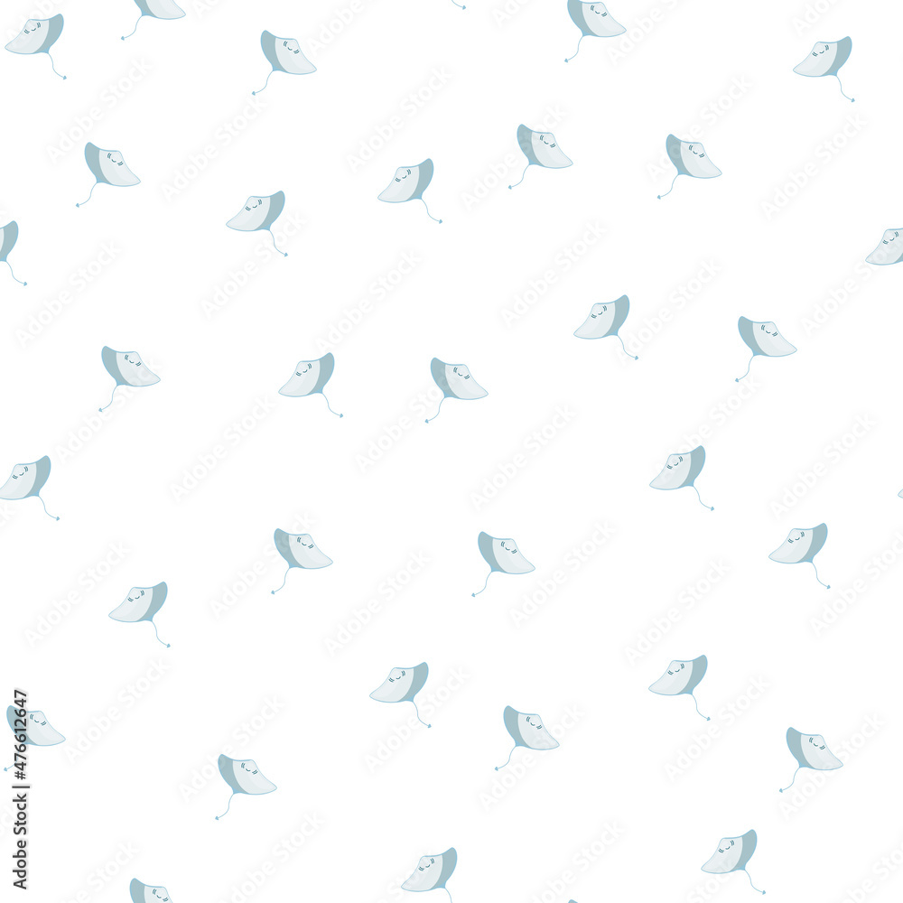 Fototapeta premium Stingray seamless pattern with scandinavian style. Underwater animals background. Vector illustration for children funny textile.