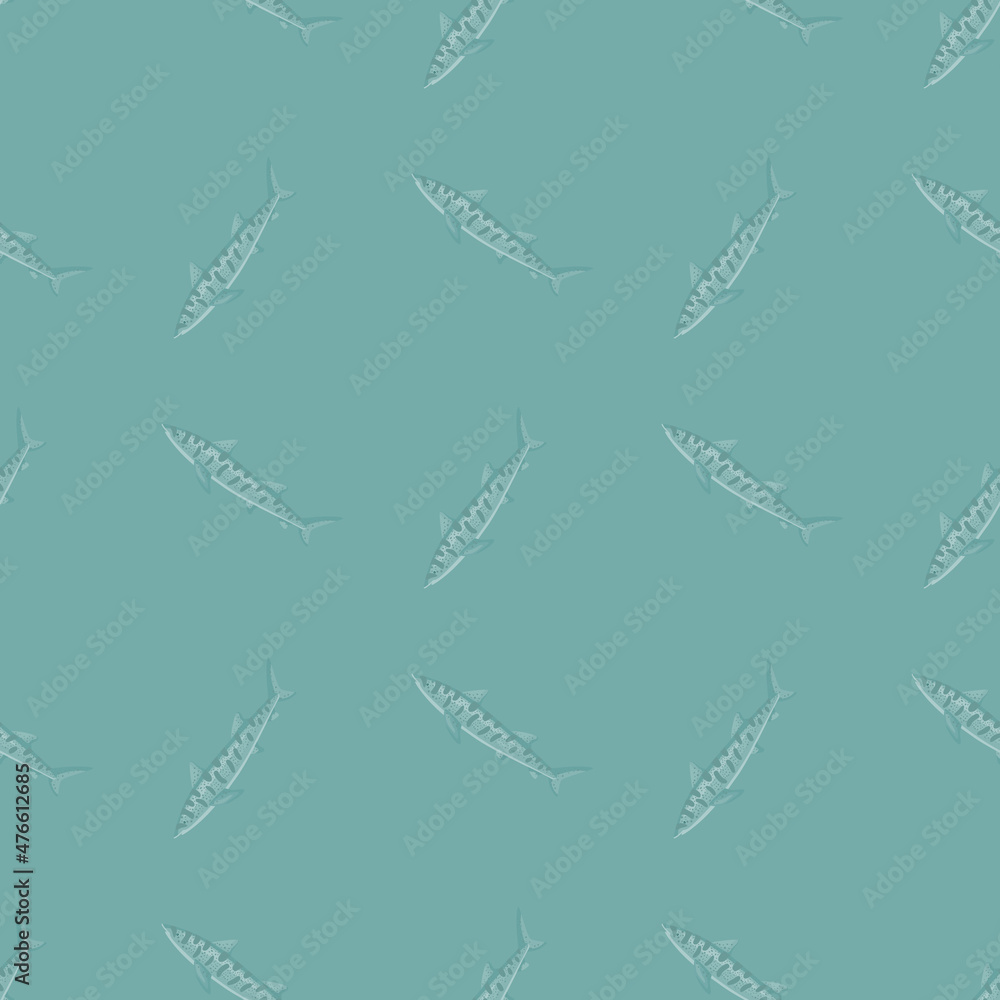Obraz premium Leopard shark seamless pattern in scandinavian style. Marine animals background. Vector illustration for children funny textile.