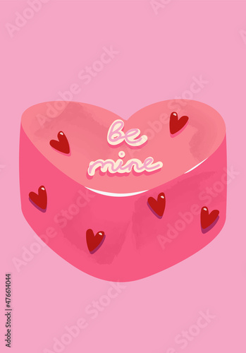 Pink cake be mine, Heart shaped cake, vector, bakery, pink backgroud, bento cake
