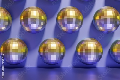3d render festive shiny dico balls pattern scene photo