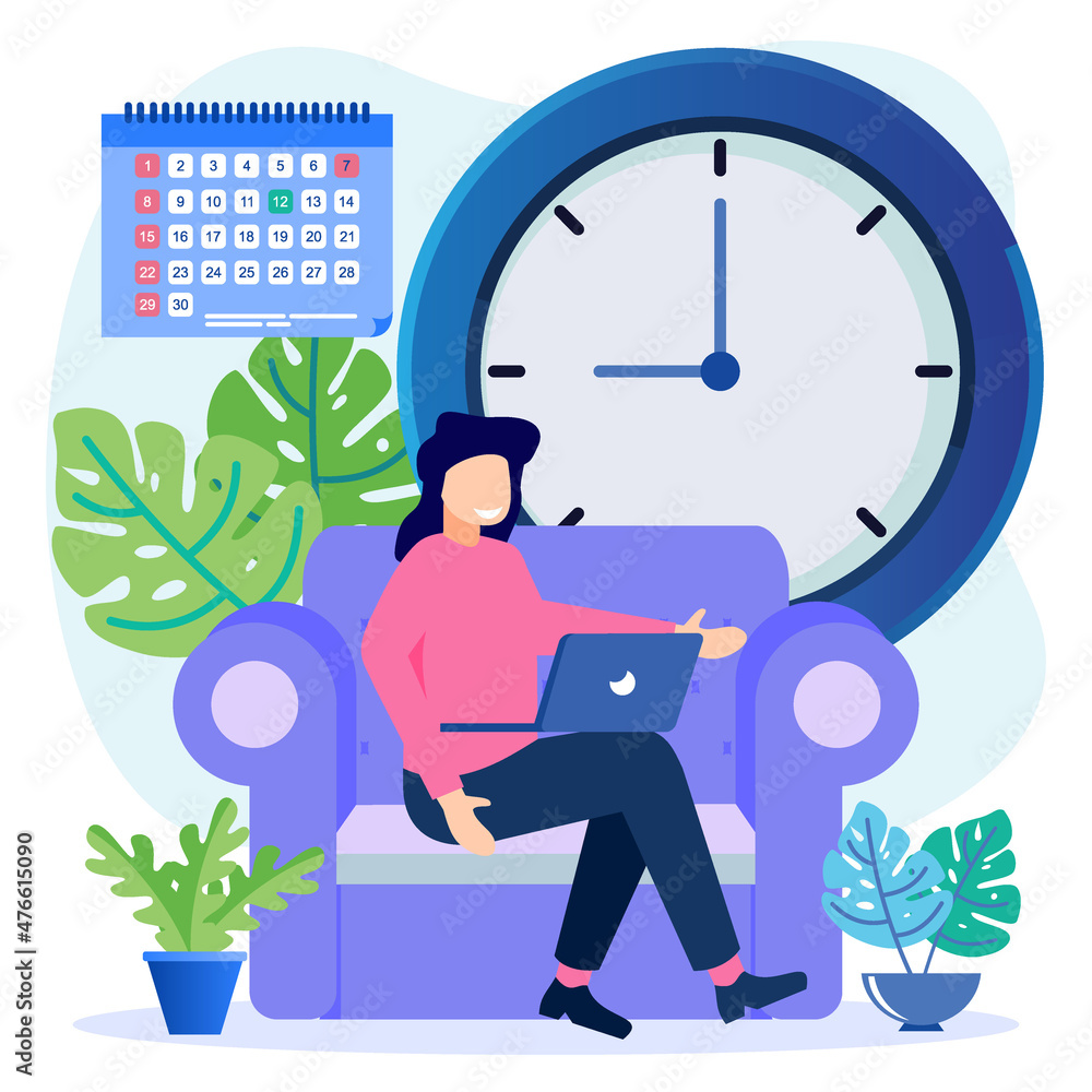 Illustration vector graphic cartoon character of Time management and scene schedule planning