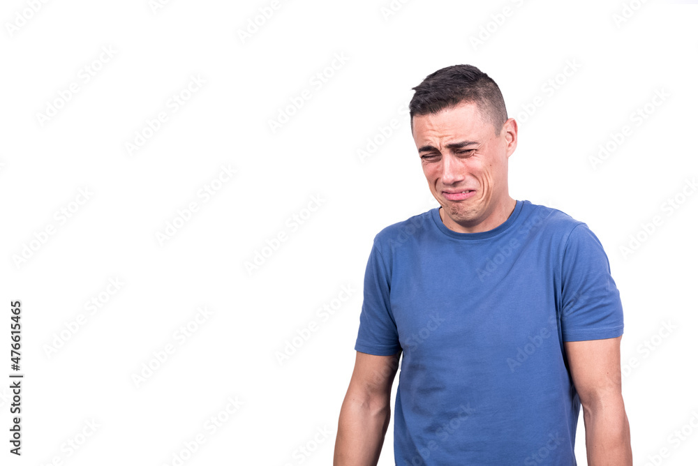 Portrait of an adult man crying while standing Portrait of an adult man crying while standing