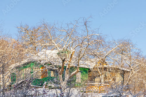 Wallpaper Mural Wooden green house on a hillock on a winter day Torontodigital.ca