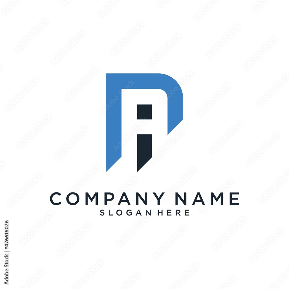 IP or PI letter logo design template. - obrazy, fototapety, plakaty 